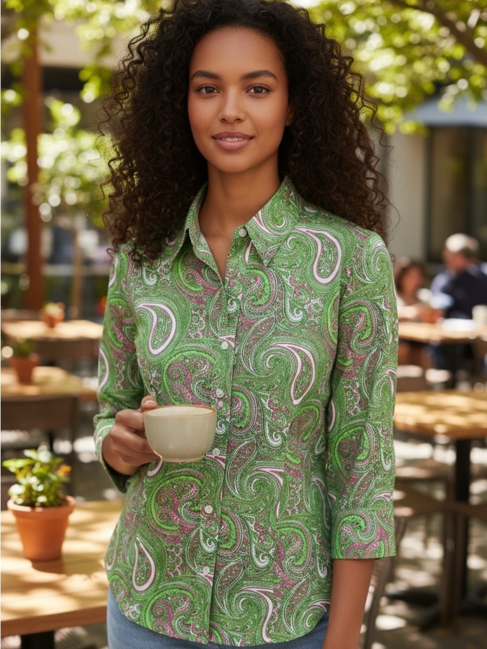Talbots Petites 10P Paisley Button Shirt